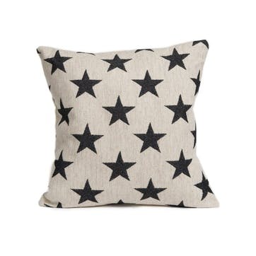 Antares Star Cushion Black On Linen, 40cm