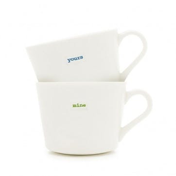 Yours and Mine Mini Bucket Mug Set of 2 350ml, White