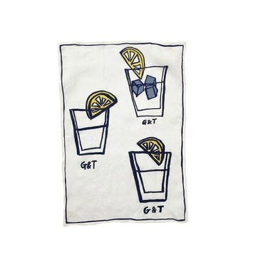 G&T Tea Towel 50 x 70cm, White/Blue/Yellow