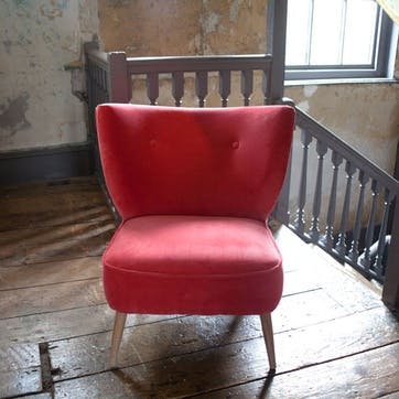 Alpana Coral Red Velvet Cocktail Chair