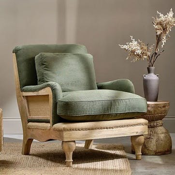 Abe Linen Armchair, Olive