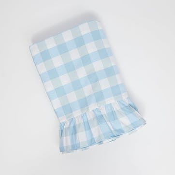 Gingham Tablecloth, 150 x 300cm, Light Blue & White