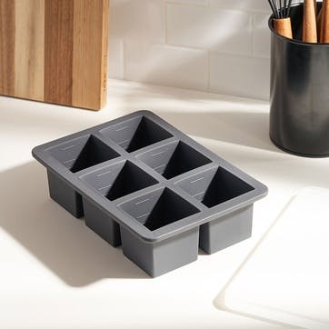 Peak Silicone 6 Cube Tray , Charcoal