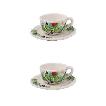 Frutti Di Bosco Set of 2 Teacups & Saucers 180ml, Multi