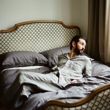 Men's Grey Linen Pyjama Set, Large