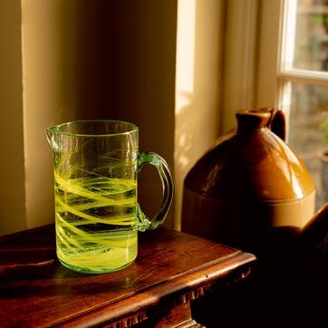 Amarillo Hand Made Glass Jug/Pitcher 1L, Yellow