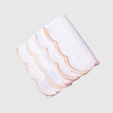 Scallop Set of 4 Napkins, L40 x W40cm, Peach