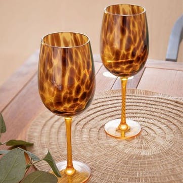 Tortoiseshell Set of 2 Wine Glasses 550ml, Brown
