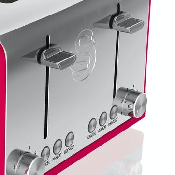 Retro 4-Slice Toaster, Red