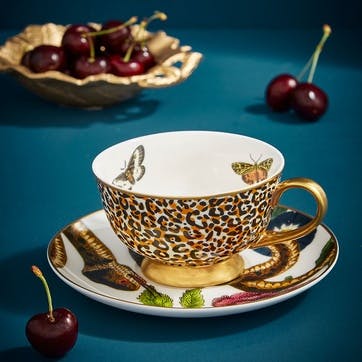 Tea Cup & Saucer Coupe, Leopard