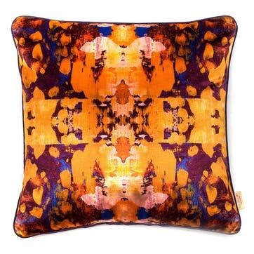 Abstract Velvet Cushion, 50 x 50cm, Osmosi Arrancione Kaleidoscope