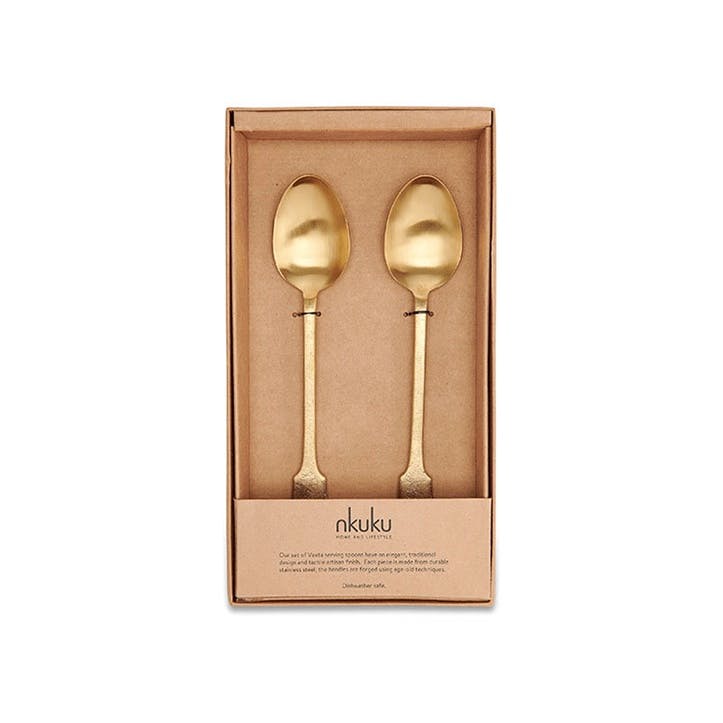 Veeta Set of 2 Serving Spoons, Brushed Gold