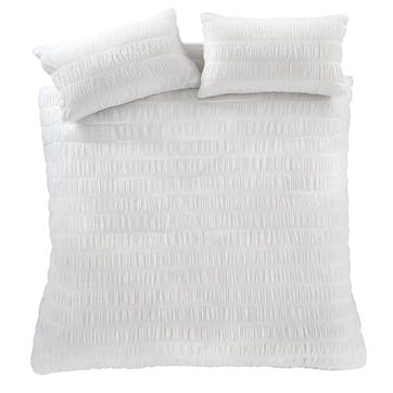 Seersucker Duvet Set King, White