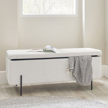 Catania Bouclé Storage Bench , White