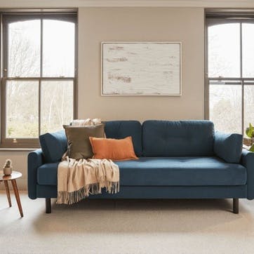 Model 04 3 Seater Velvet Sofa Bed, Teal