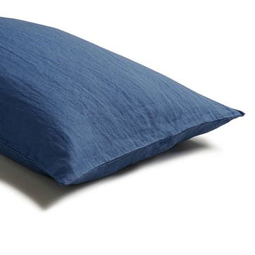 Cotton Linen Mix Pillowcases, Standard, Blueberry