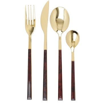 Tortoiseshell 16 Piece Stainless Steel Cutlery Set , Brown