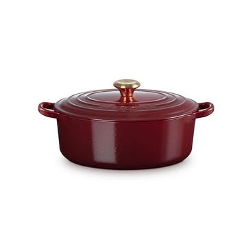 Signature Cast Iron Oval Casserole 27cm, Garnet