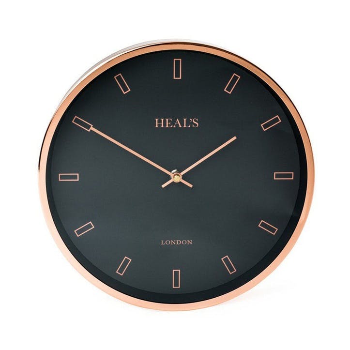 Wall Clock, 30cm, Black & Copper
