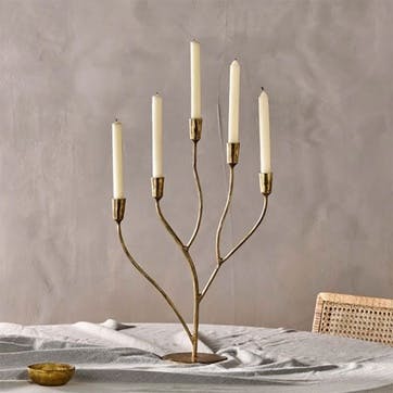 Palani Statement Candelabra, Antique Brass