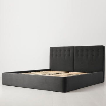 Bed 01 Velvet Super King Size Frame, Charcoal