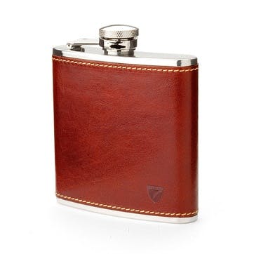 Classic Hip Flask H11.5 x W9.5cm, Cognac