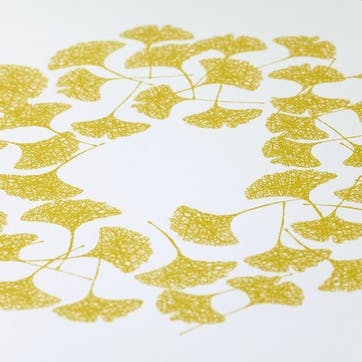 Ginkgo Screen Print, 50cm x 70cm, Yellow Moss