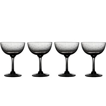 Stars Set of 4 Champagne Saucers 150ml, Smoky