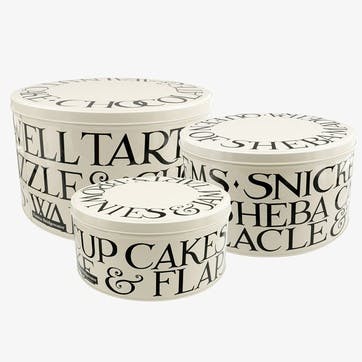 Black Toast Set 3 Round Cake Tins 25cm x 14cm, Cream / Black