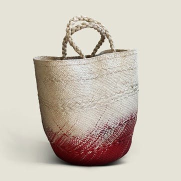 Nariño Woven Basket Bag H40 x W50cm, Red & Natural