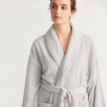 Unisex Classic Cotton Robe, Large, Pearl Grey