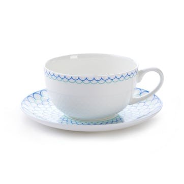 Ripple Cup and Saucer 375ml, Blue & Turquoise