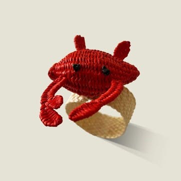Narino Crab Woven Napkin Rings, Red