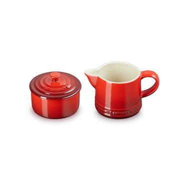 Stoneware Milk & Sugar Set, Cerise