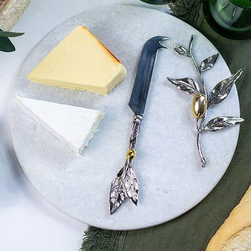 Olive Cheeseboard & Knife Set D25cm, Marble