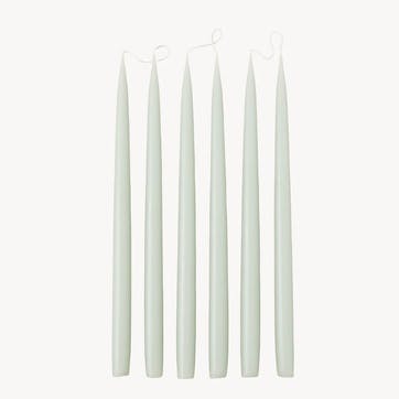 Set of 6 Tapered Dinner Candles H35cm, Pale Green