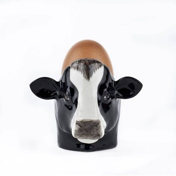 Friesian Cow Face Pair of Egg Cups H8cm Black/White