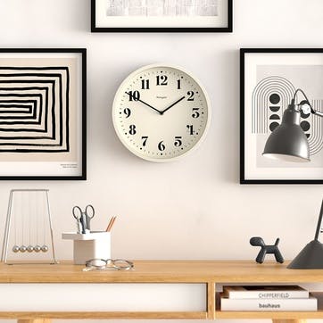 Number Four Wall Clock D30cm, Linen White