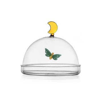 Garden Picnic Butterfly and Moon Dome with Dish H13 x W15cm,