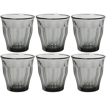 Picardie Set of 6 Tumblers, 250ml, Grey