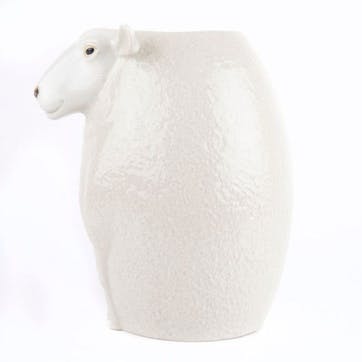 White Faced Suffolk Sheep Flower Vase H23cm White