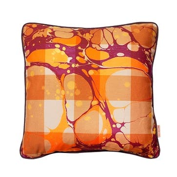 Marbled Candy Cotton Cushion 42 x 42cm, Amber