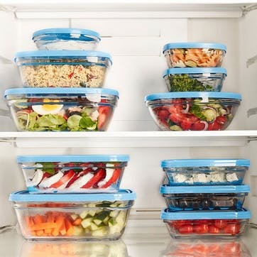 Freshbox Set of 3 Rectangular Food Containers with Lids, Clear