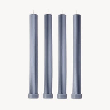 Roma Set of 4 Dinner Candles H27cm, Grey Blue