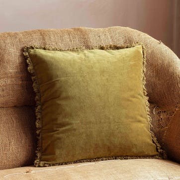 Stonewash Cushion 50 x 50cm, Olive