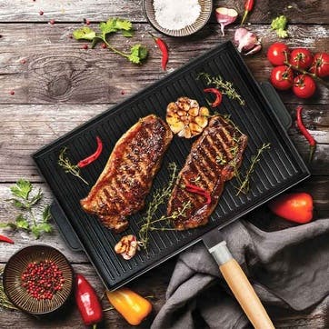 Innovative Non-Stick Double Sided Grill and Griddle Pan 25 x 38cm, Black