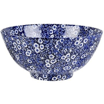 Calico Footed Bowl, Large, Blue