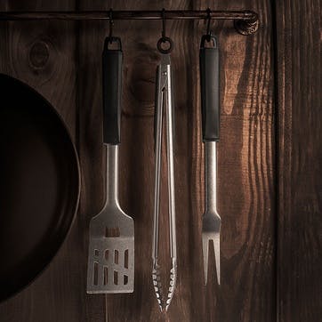 3 Piece  BBQ Tool Set, Black