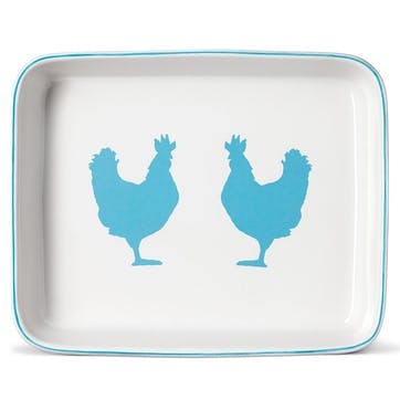 Cock-A-Doodle-Blue Oven Dish