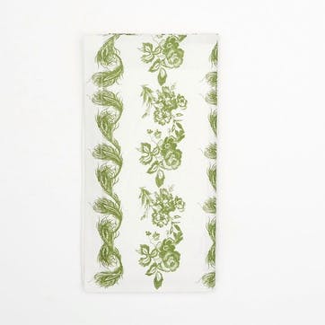Feathers & Flowers Cotton Napkin 52 x 52cm, Green